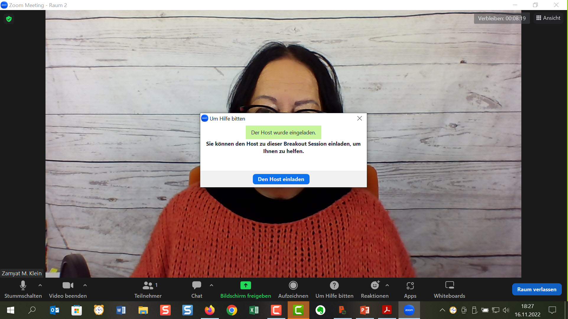 Zoom Host um Hilfe bitten aus den BreakoutRooms