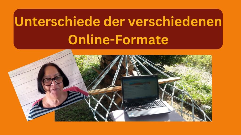 Ein Foto von Zamyat und einem Laptop in der Hängematte. Text: Unterschiede der verschiedenen Online-Formate