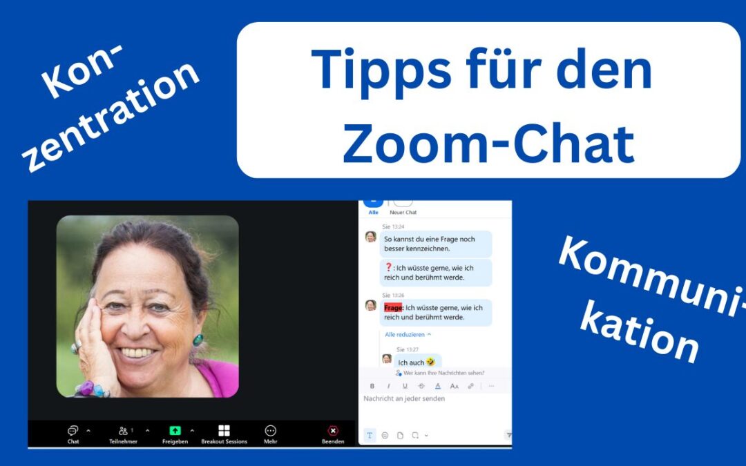 Tipps für den Zoom-Chat, Kommunikation, Konzentration. Foto von Zamyat und dem Chat.