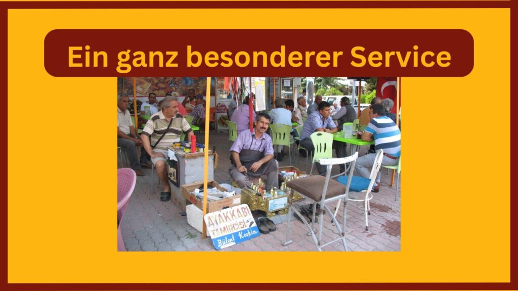 Ein ganz besonderer Service. Foto von Schuhputzer auf der Straße in der Türkei.