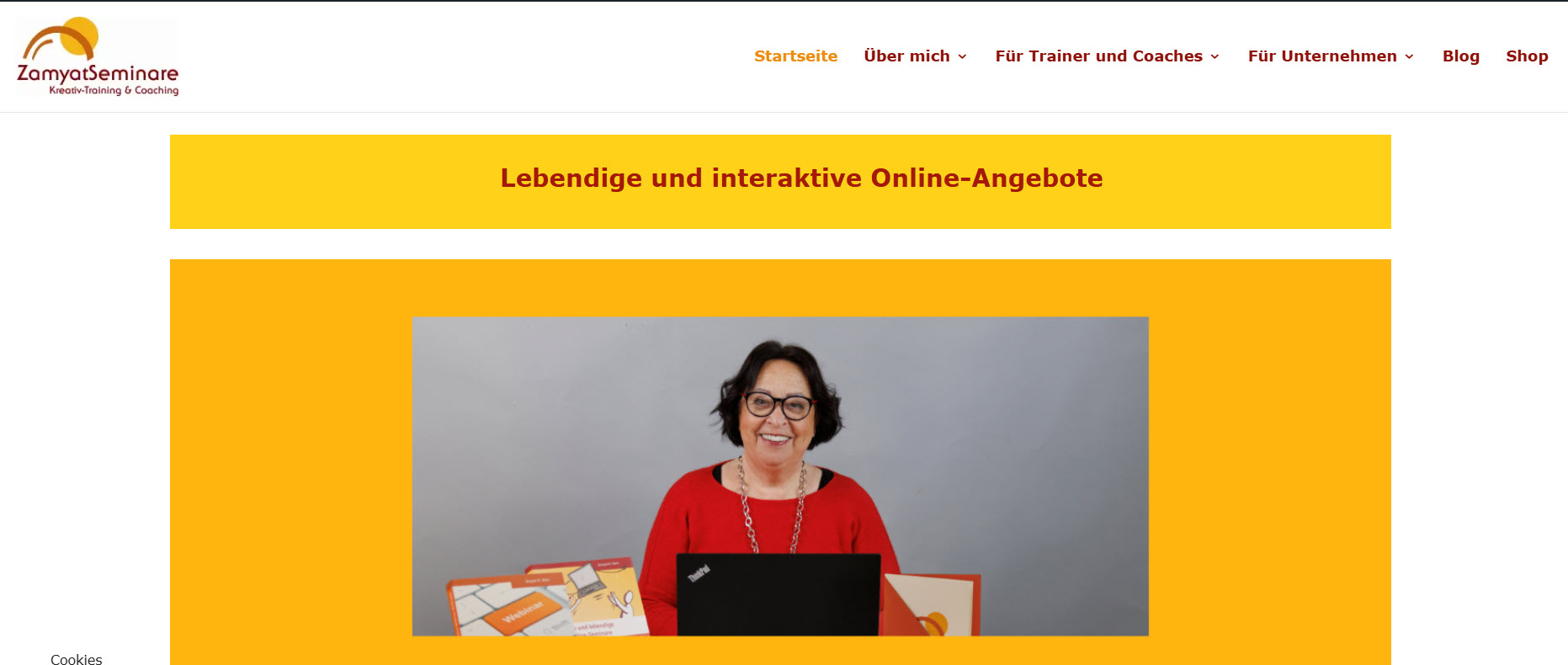 Ansicht von Zamyats Webseite Startseite